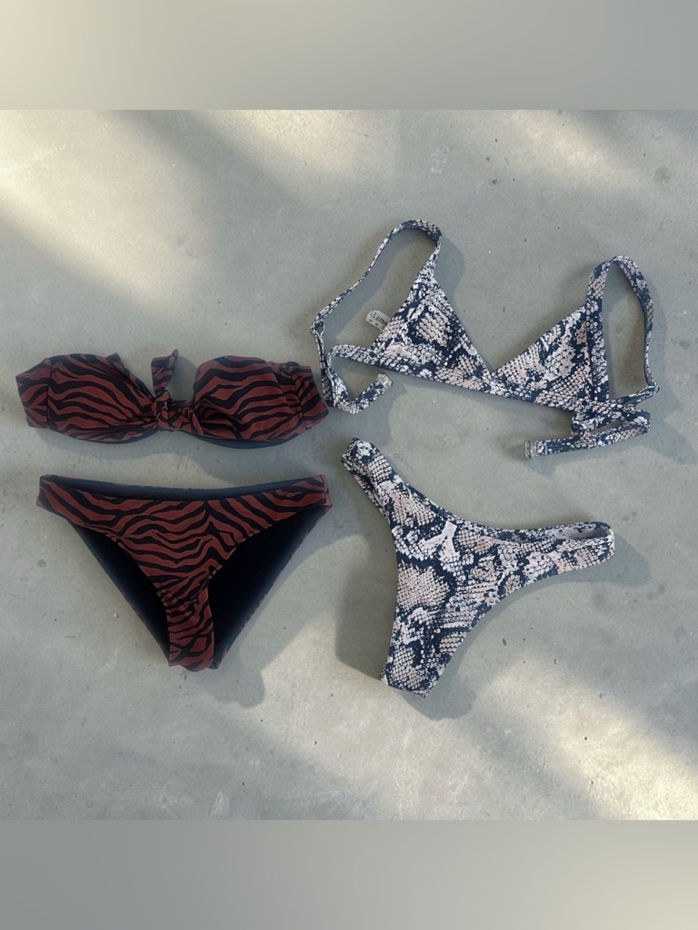 Zaful Brown & Black Zebra Bandeau Bundle Bikini Set